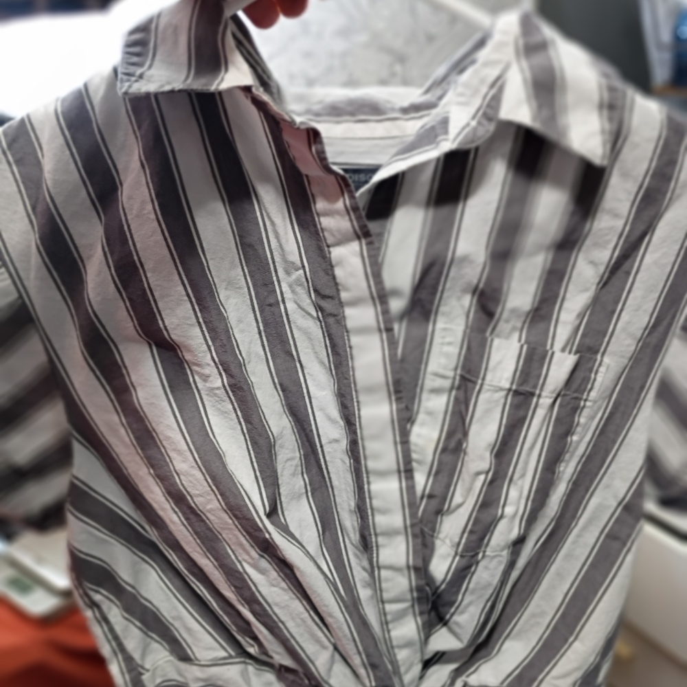 Madison Black and White Striped Casual Shirt